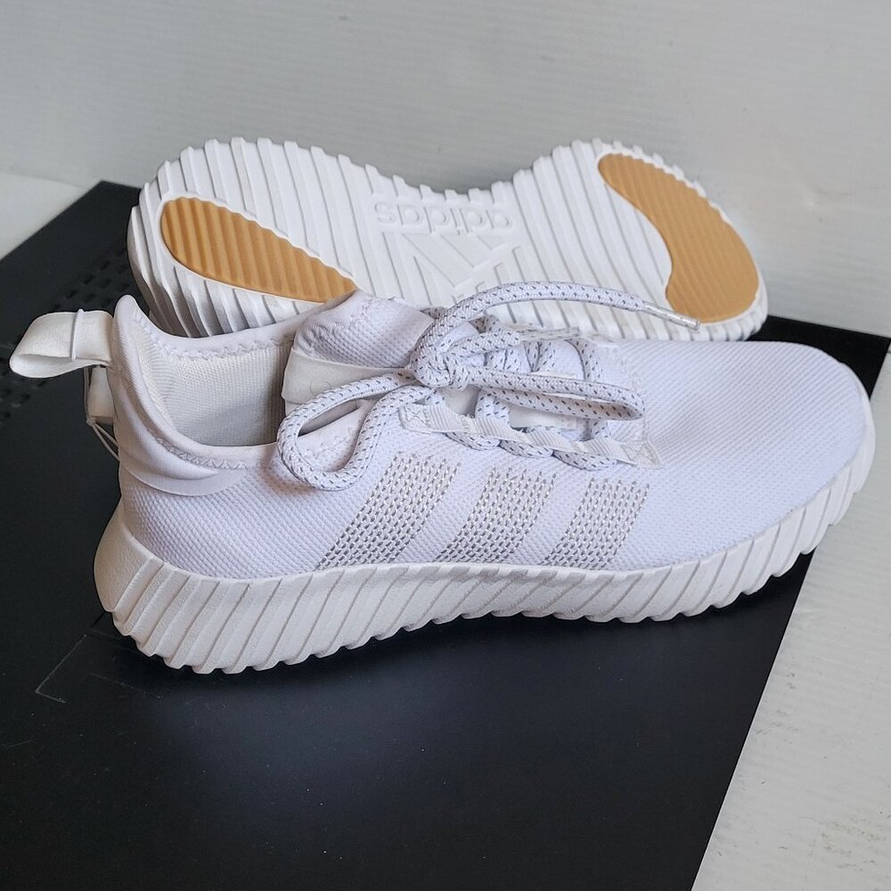 Adidas Kaptir Flow White Gold Fabric Sneaker Running Shoes Women's Size 9 EUC